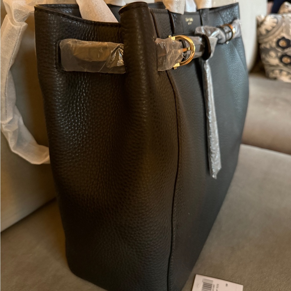 Henri Bendel Black Leather Belmont Tote Bag - Picture 4 of 6